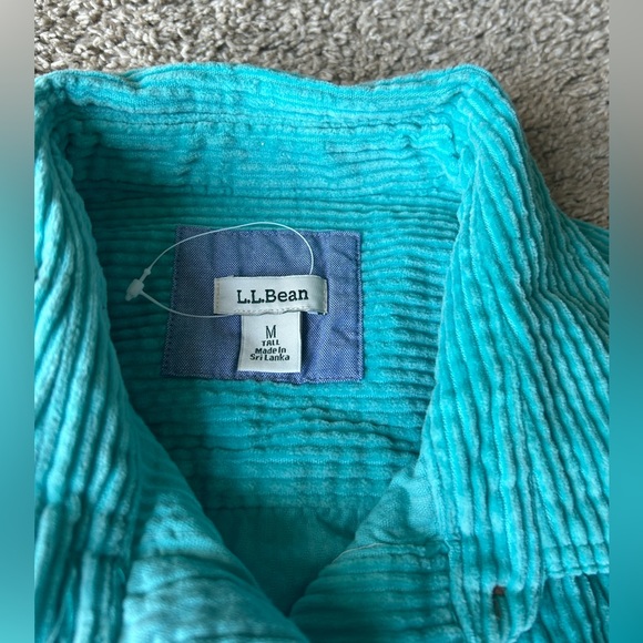 New L.L.BEAN Womens Reef Teal Comfort Corduroy Button Down Shirt Size Large - Picture 2 of 10